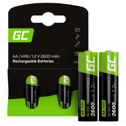 GREEN CELL GR05 BATTERIE RICARICABILI AA STILO HR6 1.2 V 2.600mAh CONF 2 Pz.